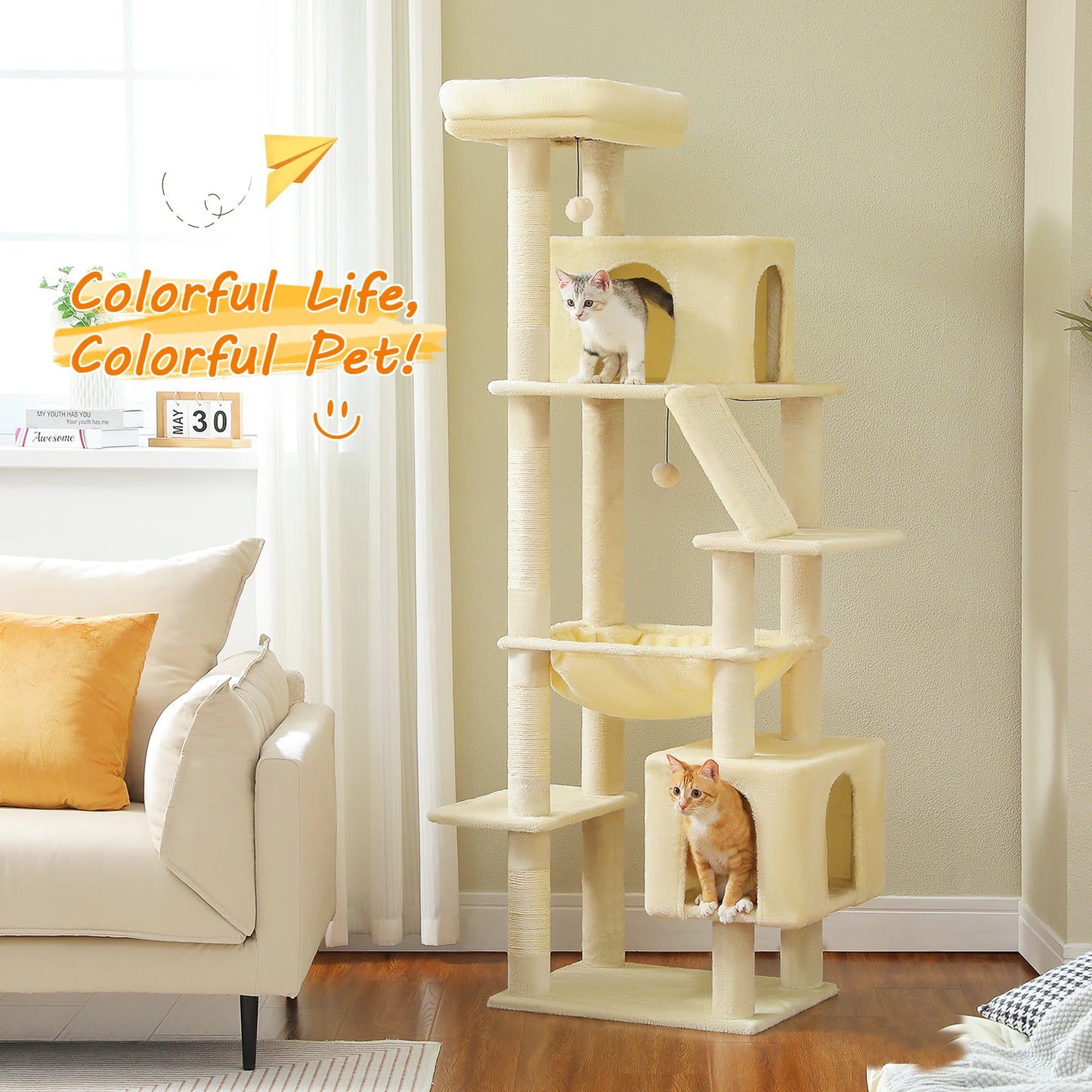 PAWZ Road Tall Cat Tree For Large Cats With Levels