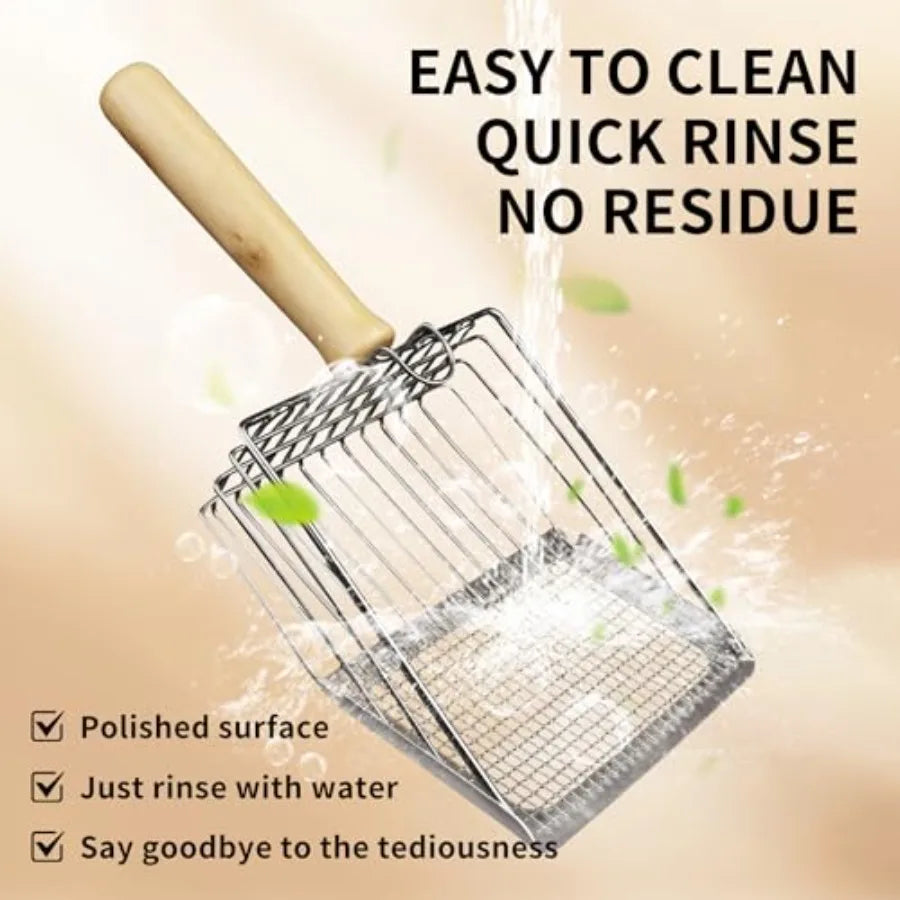 Cat Litter Scoop Stainless Steel Sifter Hook For Easy Cleaning