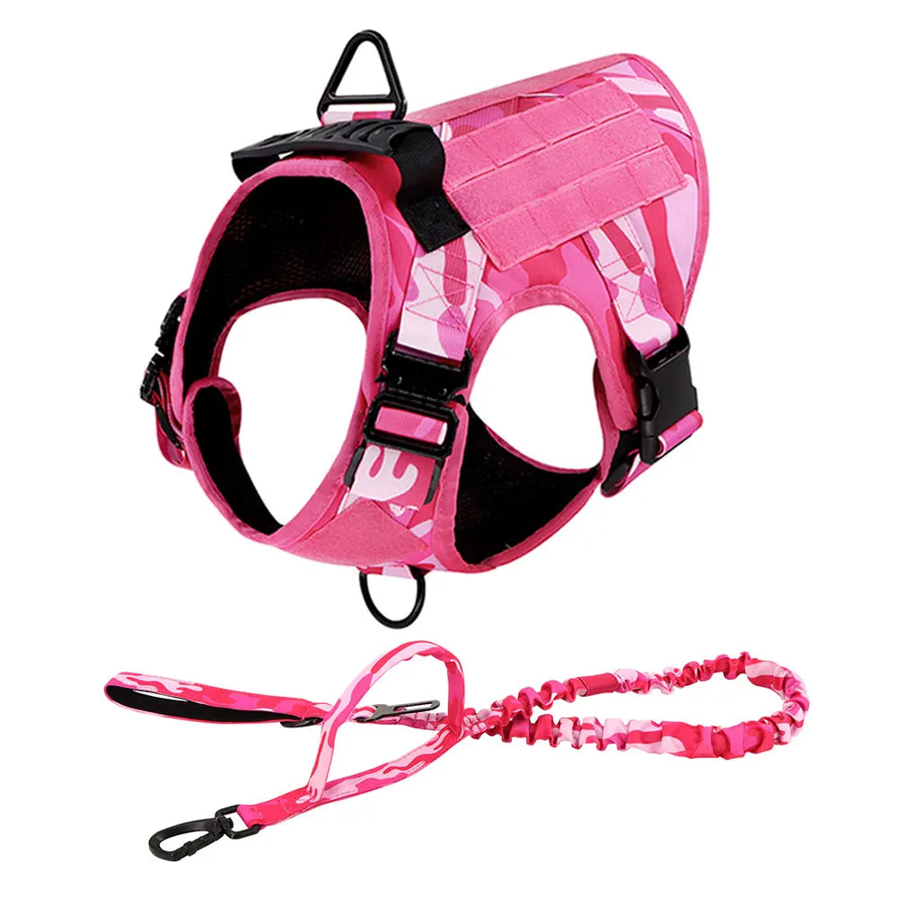 Military Camouflage Dog Harness For Large Dogs, Adjustable Tactical Vest