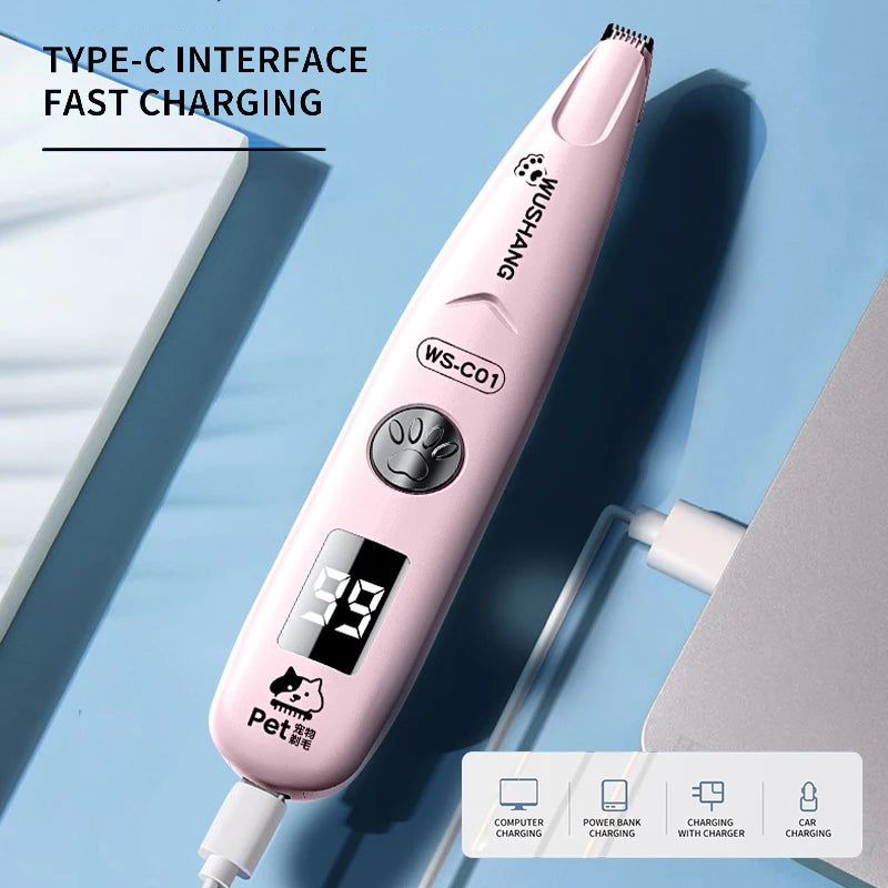 Pet Groomer Trimmer For Dogs Cats With LED Light Waterproof