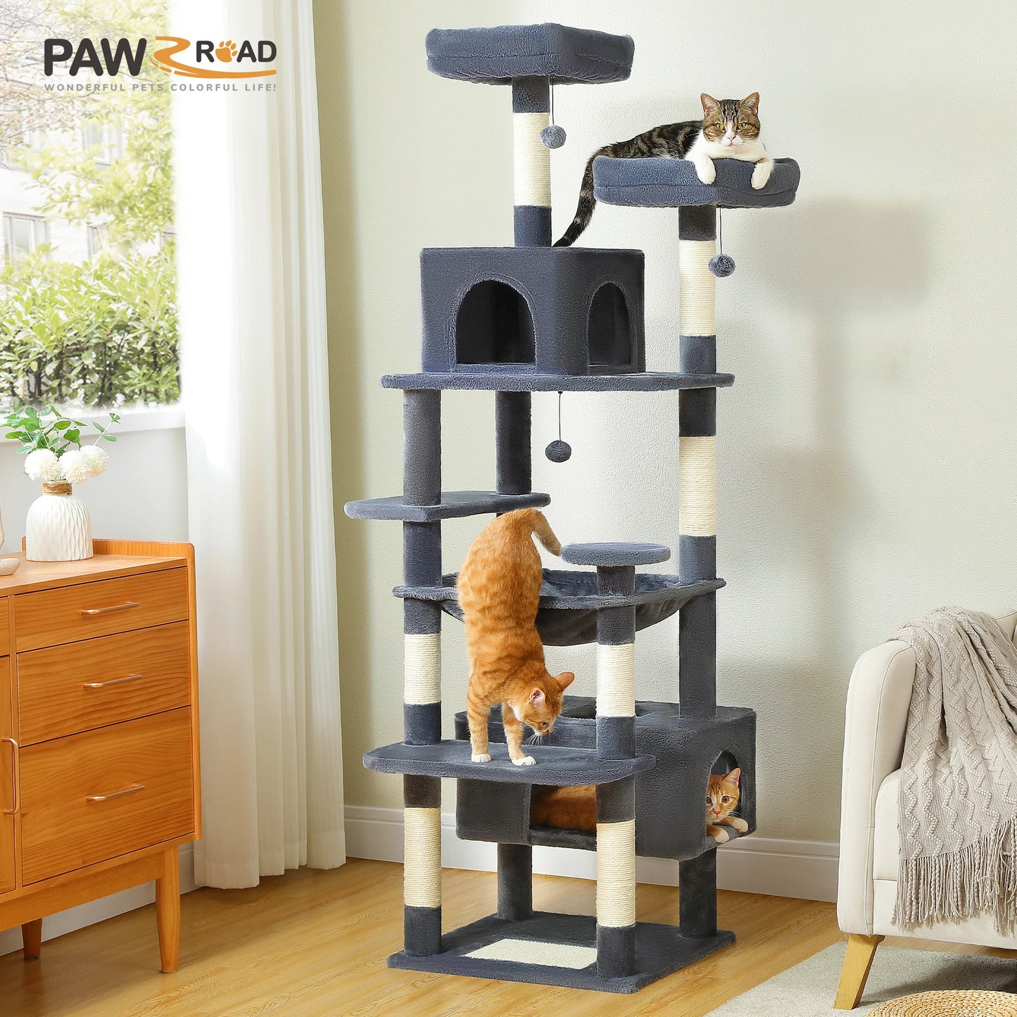PAWZ Road Large Cat Tree Tower With Scratching Posts Condos