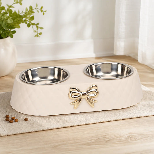 Double Stainless Steel Pet Bowl For Cats And Small Dogs