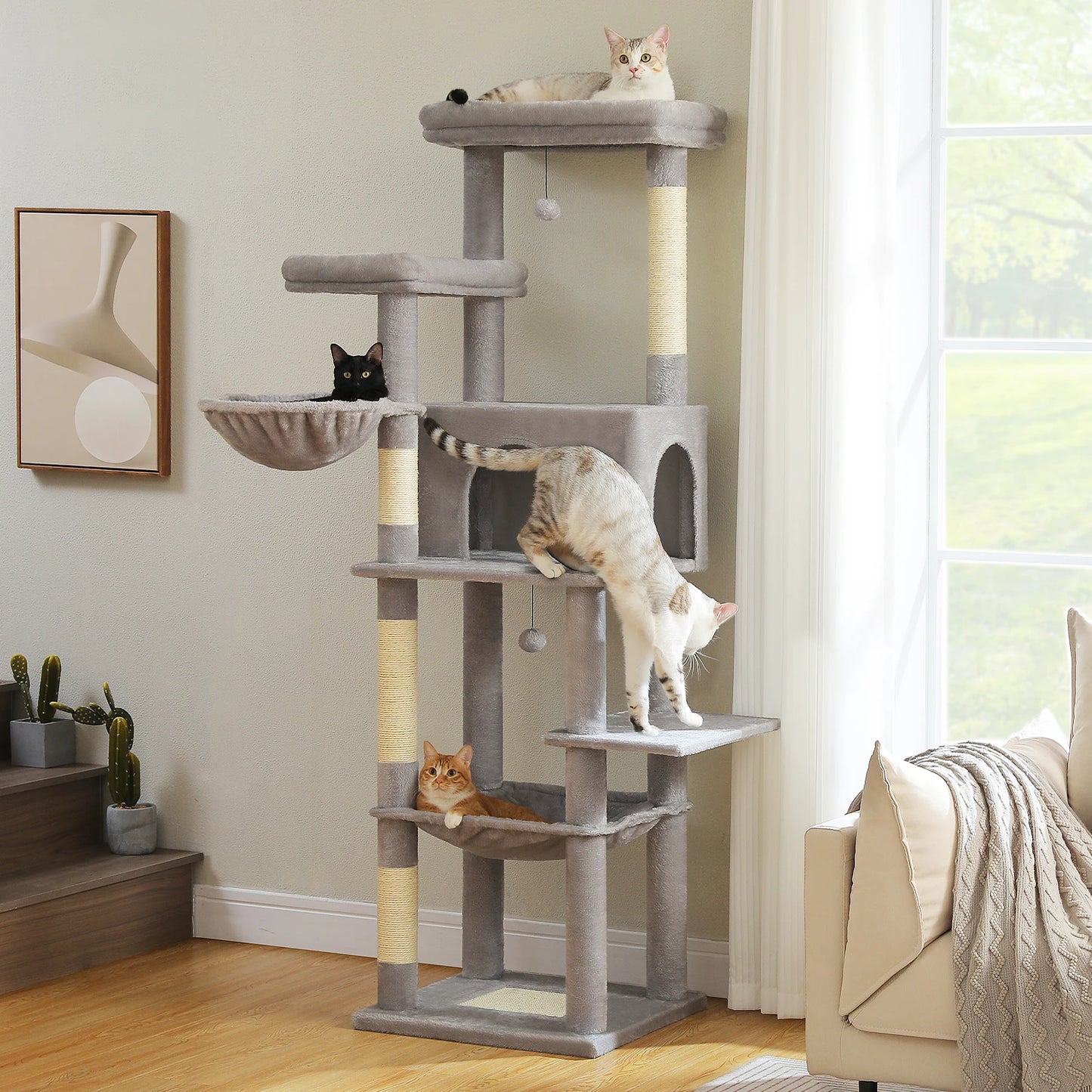 PEQULTI Multi-Level Cat Tree with Scratching Posts