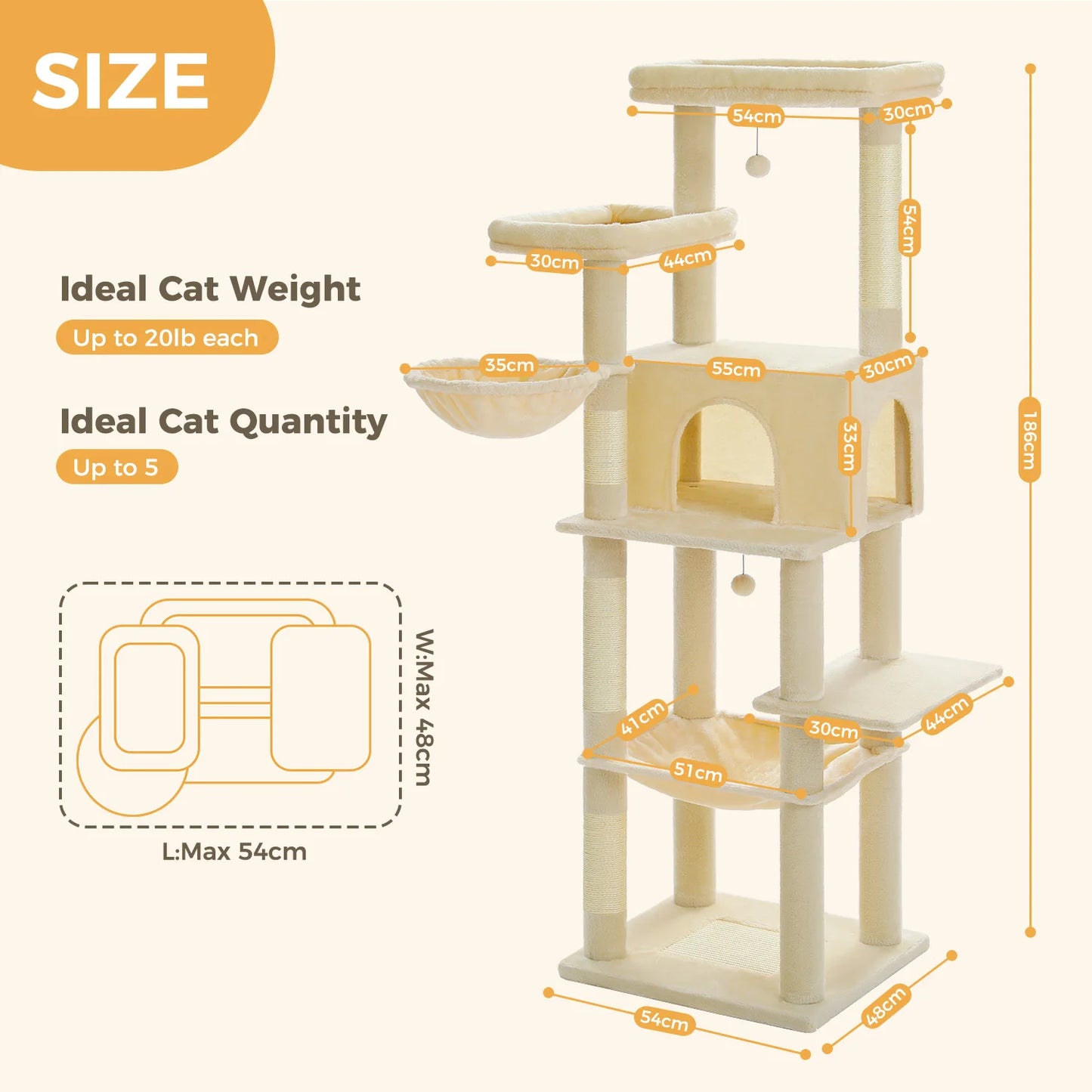 PEQULTI Multi-Level Cat Tree with Scratching Posts