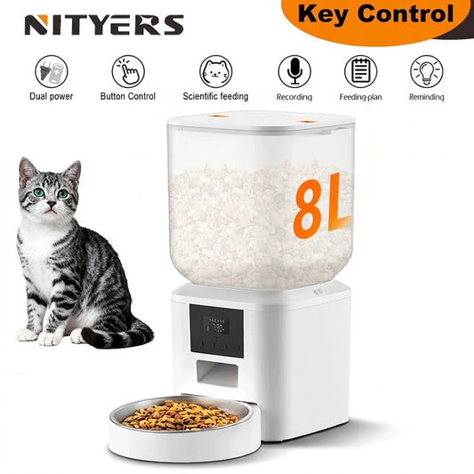 Nityers Automatic Cat Feeder With Key Control Voice Recorder