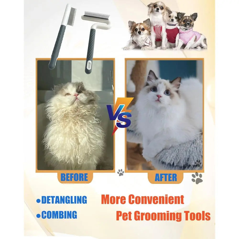 Pet Grooming Comb Set With Long And Short Stainless Teeth