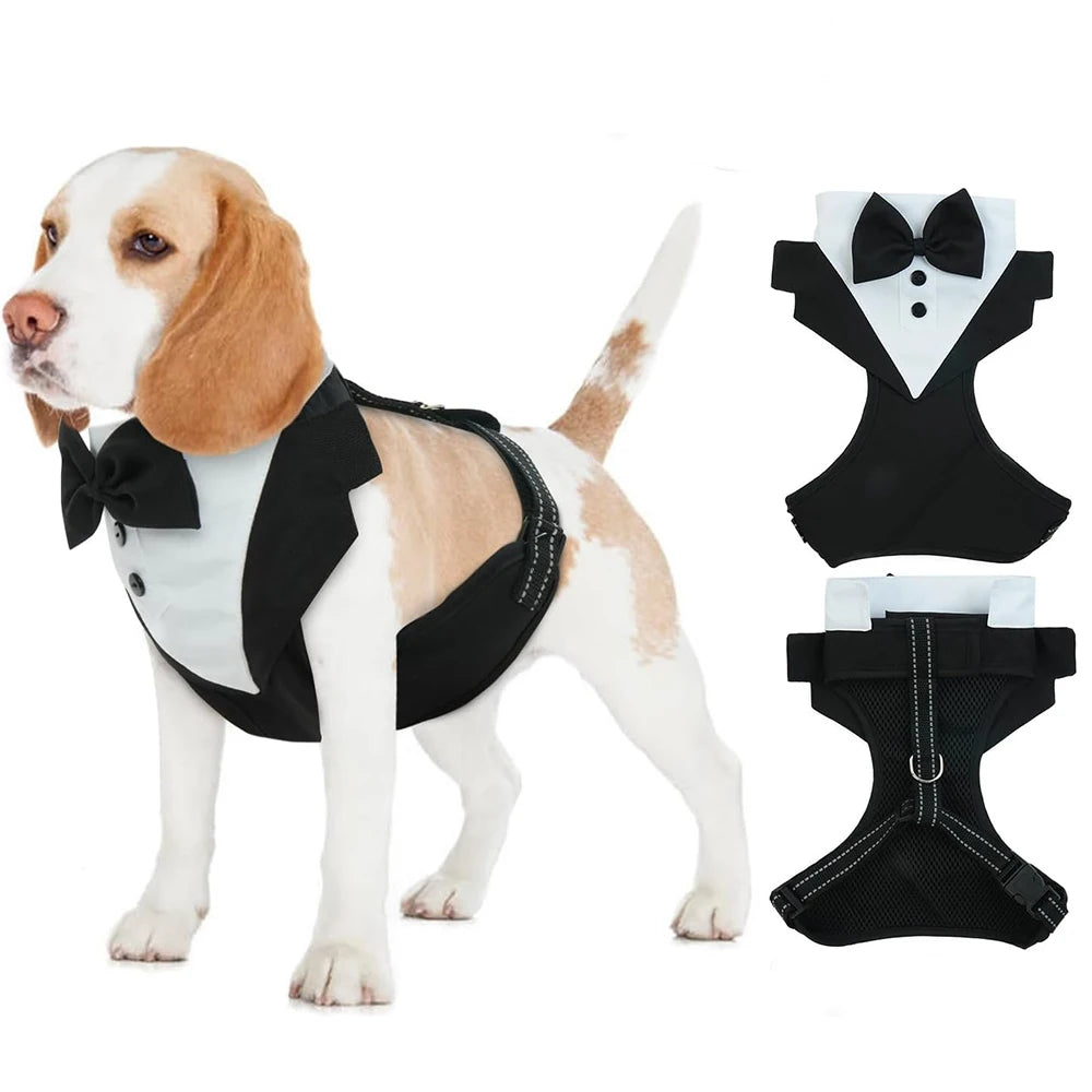 Hoopreety Dog Tuxedo Harness With Adjustable Bow Tie Vest