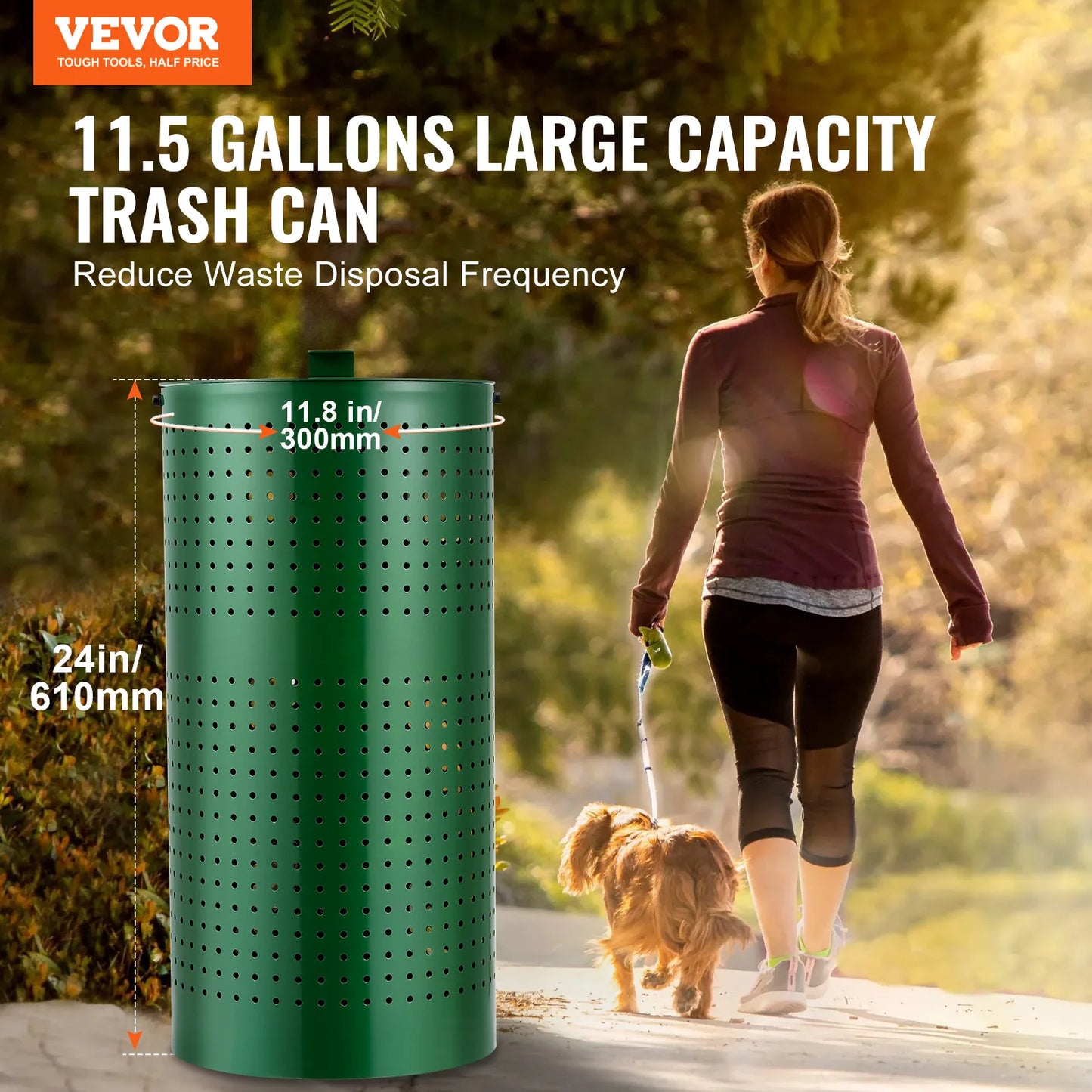 VEVOR 11.5 Gallons Outdoor Dog Poop Trash Can With Lid