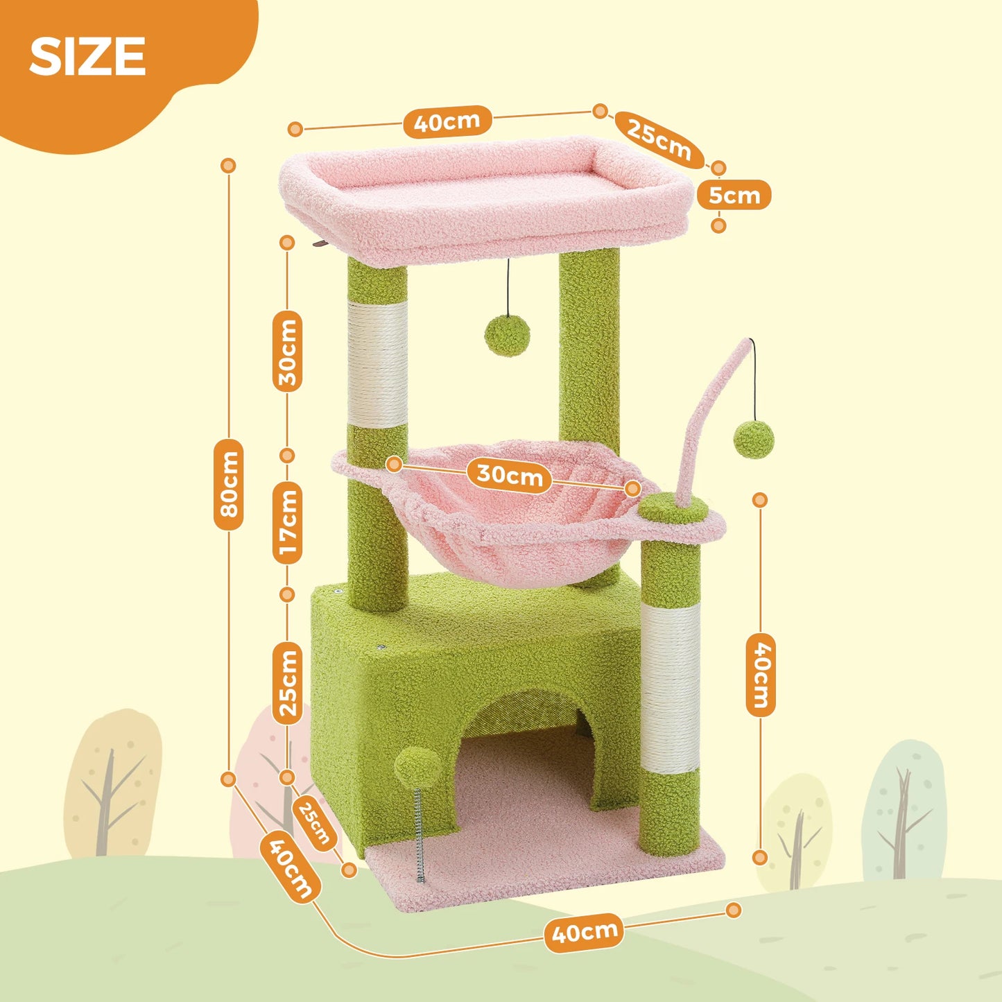 PEQULTI Cactus Cat Tree Indoor Tower With Condo Scratching Post