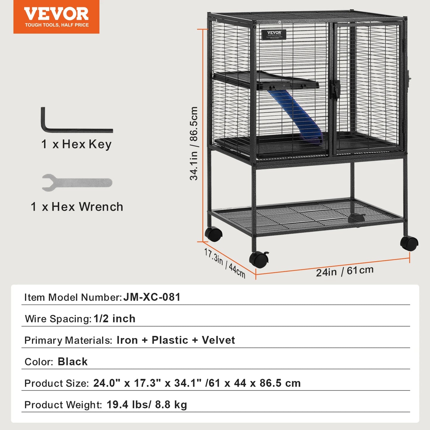 SucceBuy Four Tier Rolling Metal Ferret Cage For Small Animals