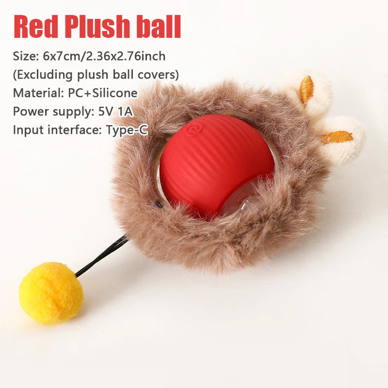 Automatic Rolling Ball Cat Toy With Fake Tail Rechargeable Interactive
