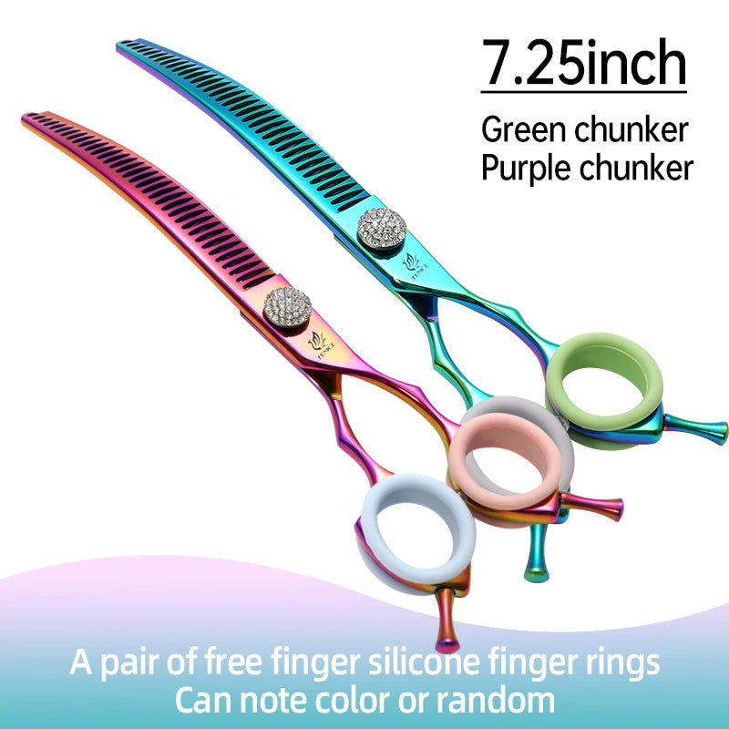 Fenice Diamond Screw Curved Chunker Pet Grooming Scissors JP440C