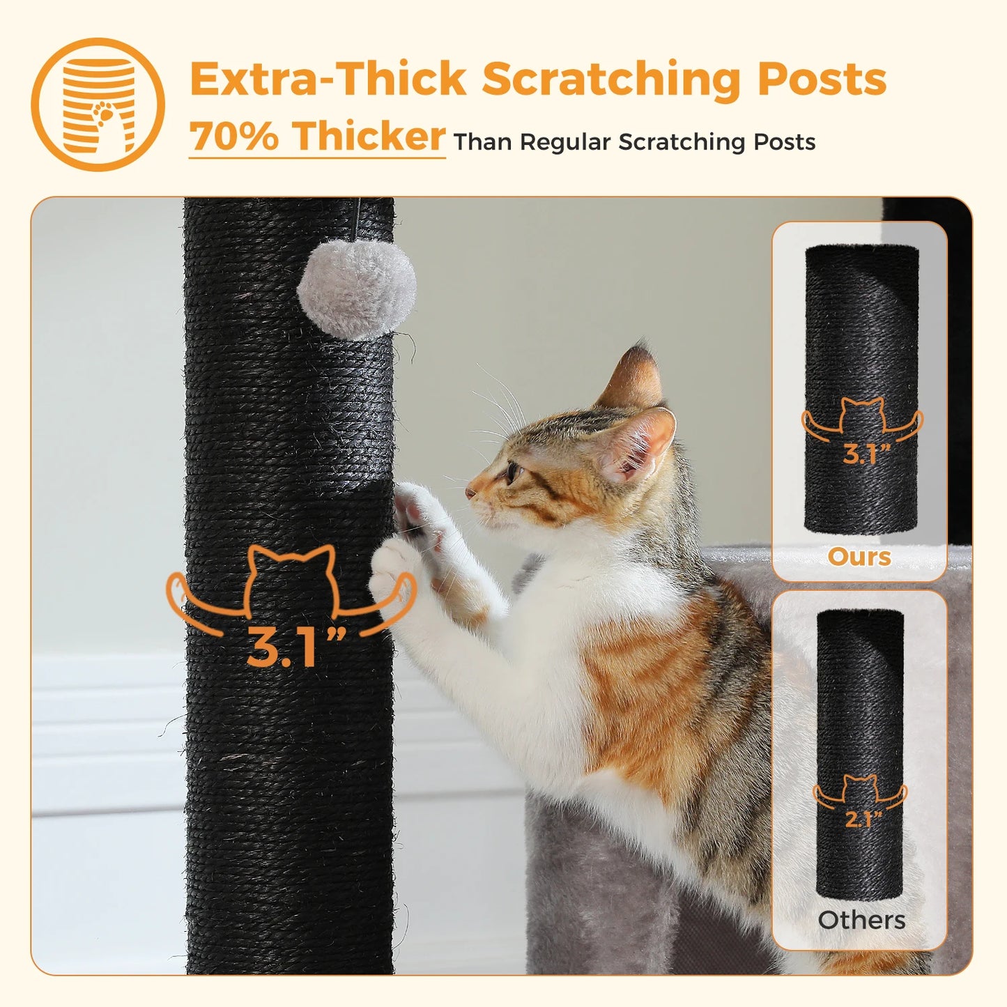 PAWZ Road Heavy Duty Cat Tree With Thick Scratching Posts
