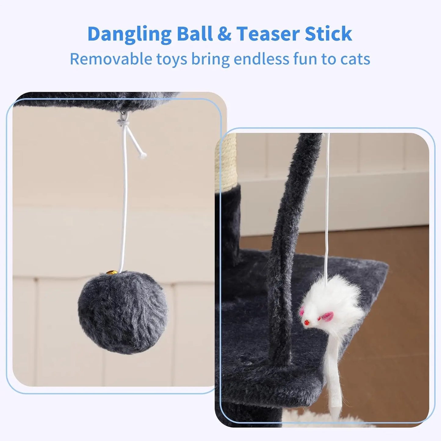 Heybly Cat Tree With Plush Perch And Hammock For Cats