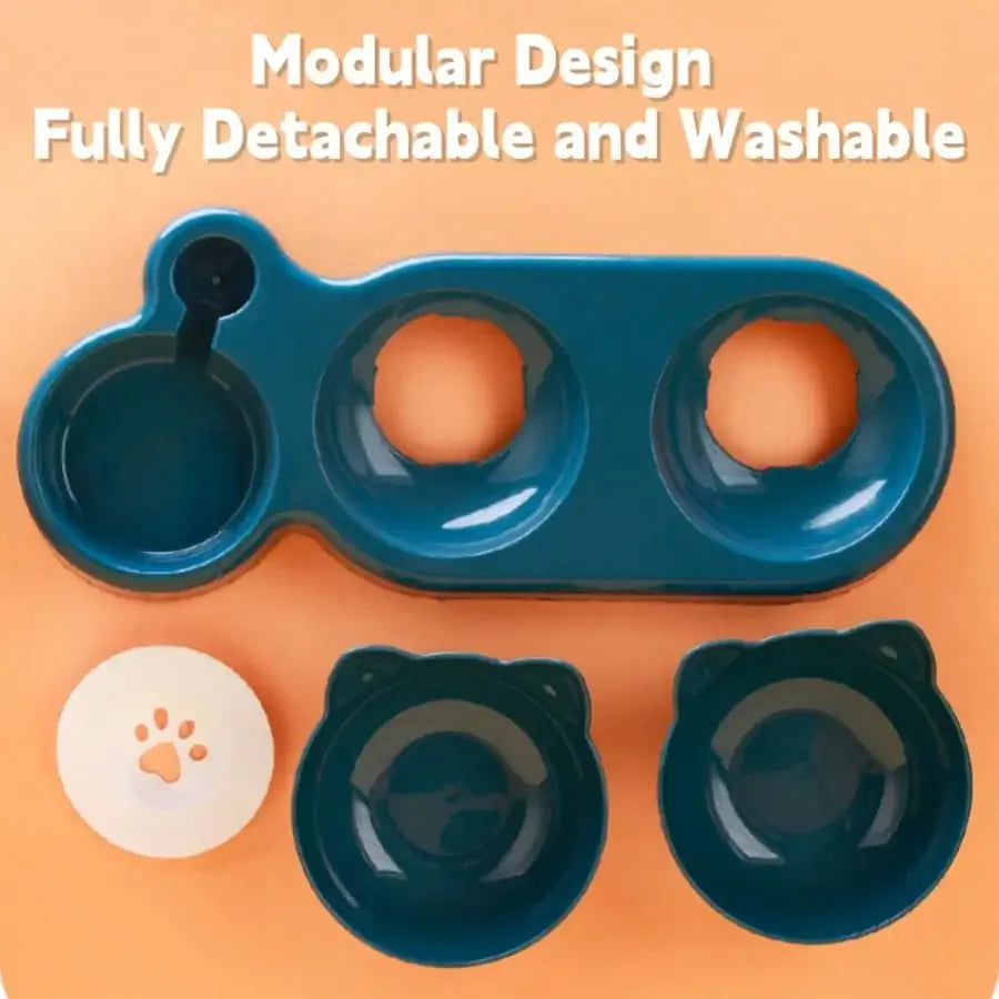 Triple Cat Bowls For Food And Water Raised Feeding Station