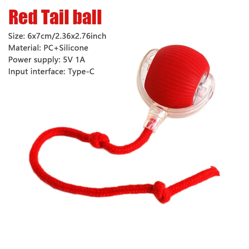 Automatic Rolling Ball Cat Toy With Fake Tail Rechargeable Interactive