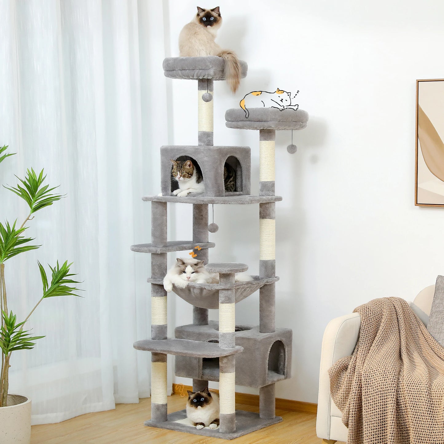 PAWZ Road Large Cat Tree Tower With Scratching Posts Condos