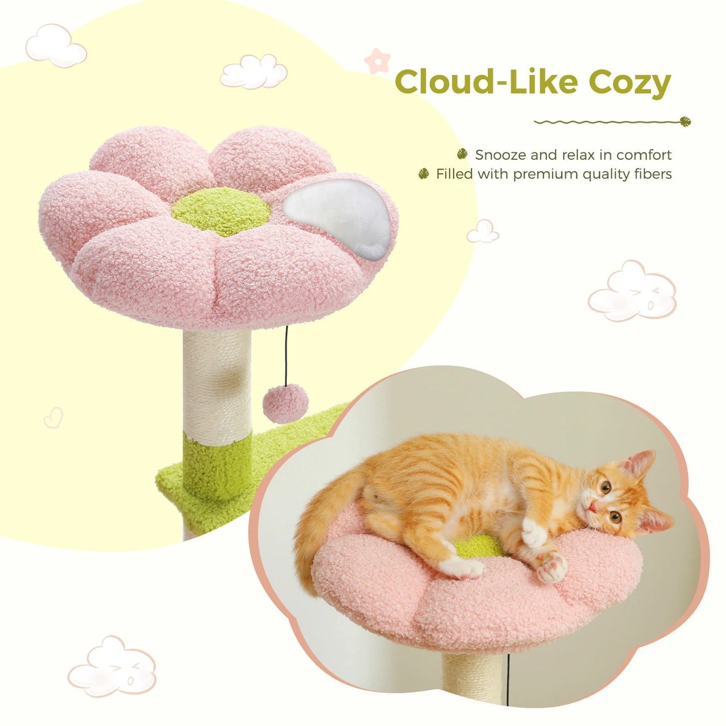 PAWZ Road Flower Cat Tree Multi-Level Cat Tower Sisal Posts
