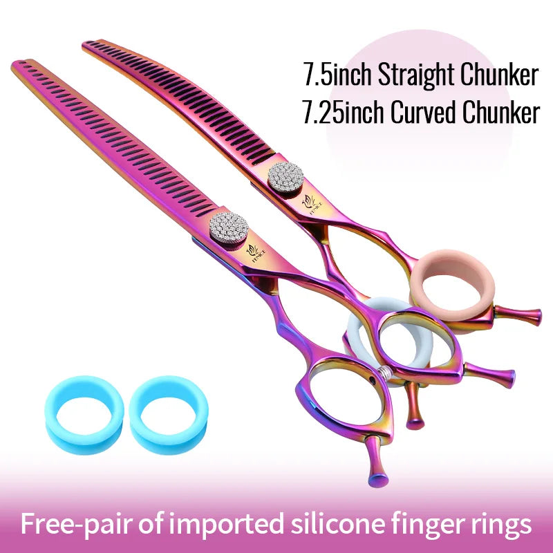 Fenice Diamond Screw Curved Chunker Pet Grooming Scissors JP440C