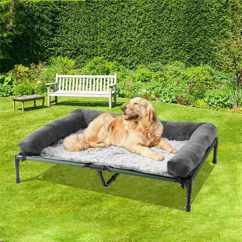 BINGOPAW Elevated Pet Lounger Bed With Detachable Bolster And Cooling