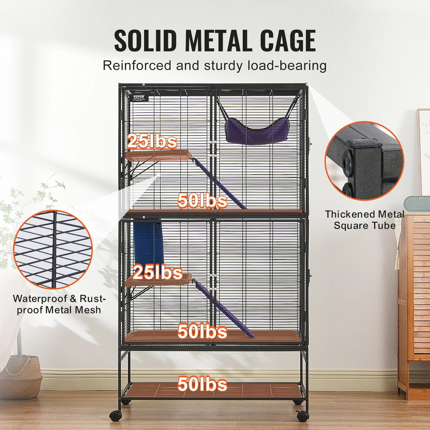 SucceBuy Four Tier Rolling Metal Ferret Cage For Small Animals