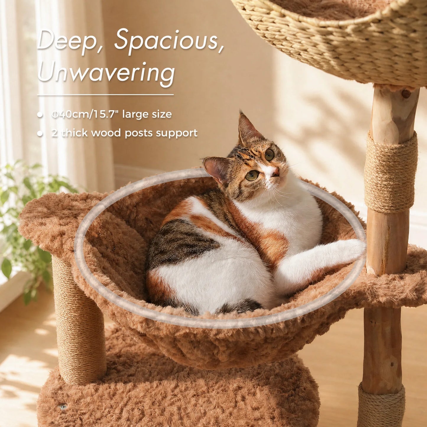 PAWZ Road Modern Cat Tree With Wicker Basket And Hammock