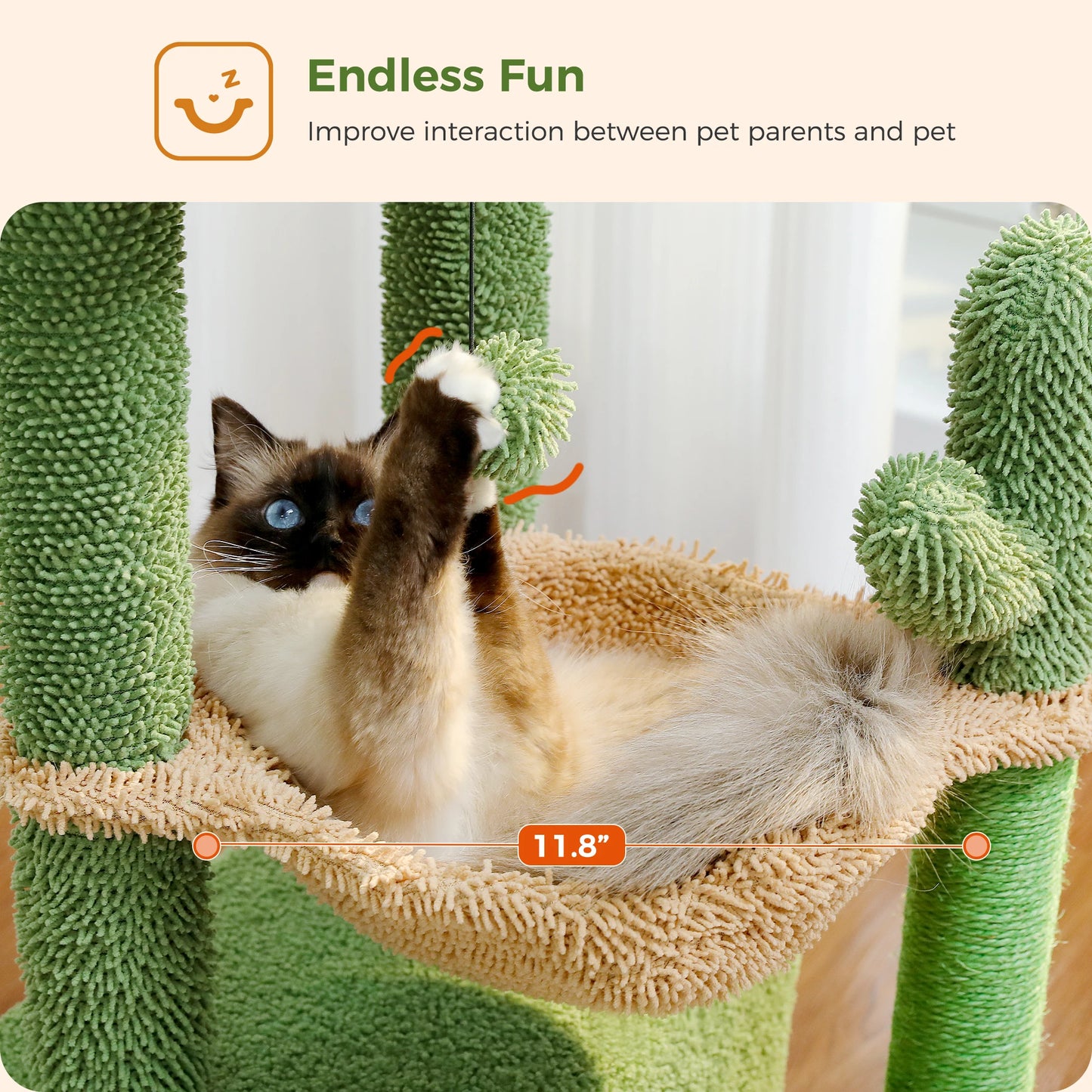 PEQULTI Cactus Cat Tree Indoor Tower With Condo Scratching Post