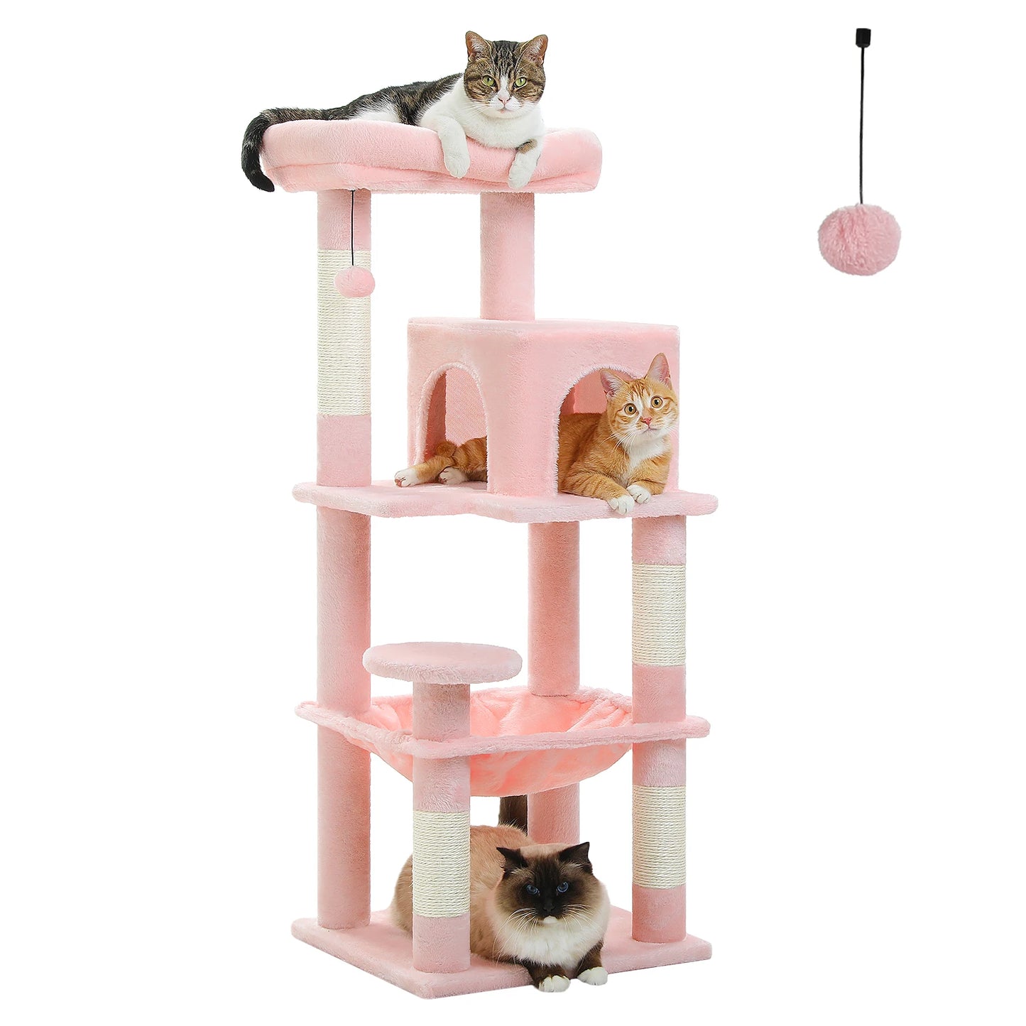 PETEPELA Indoor Cat Tree With Metal Frame And Large Hammock