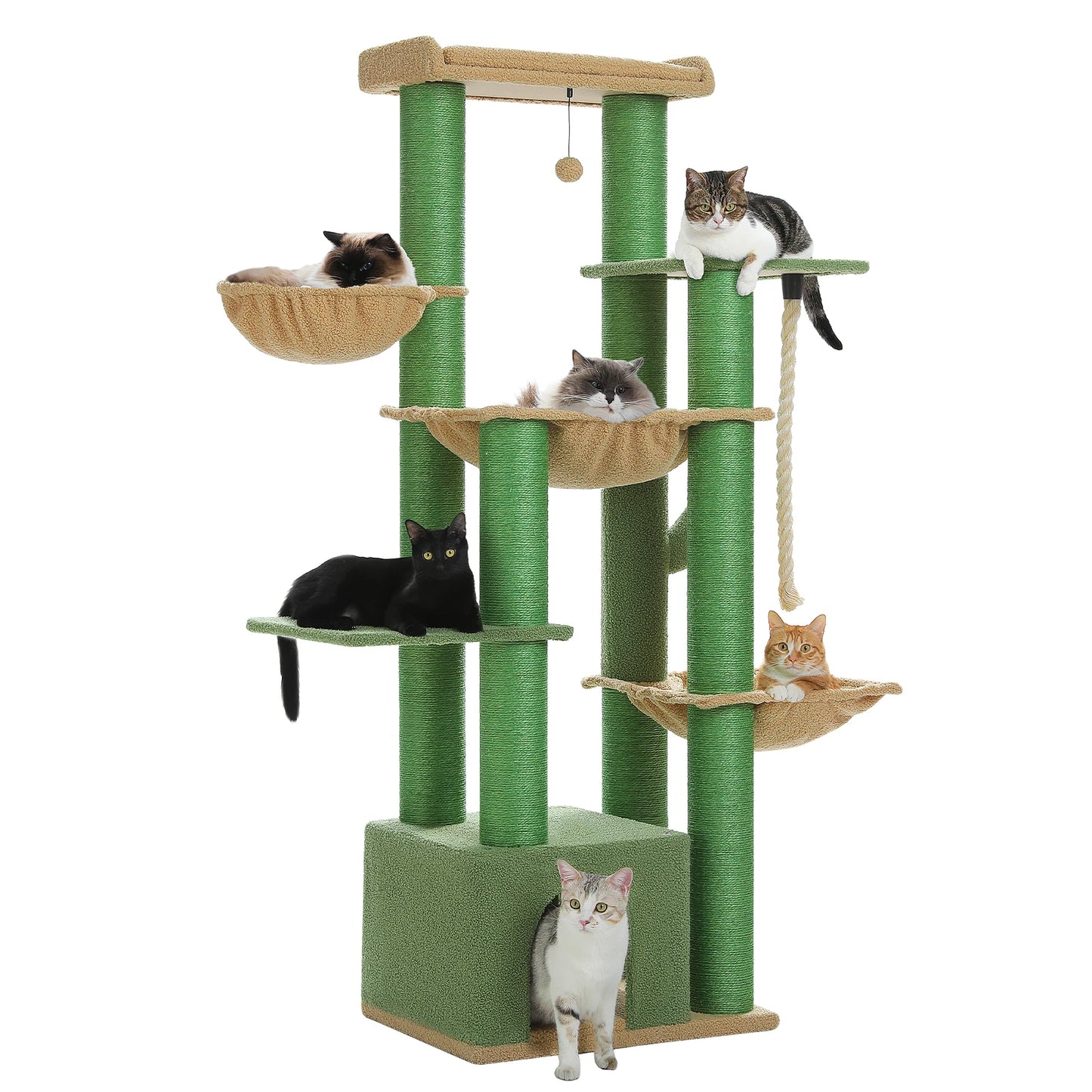 PEQULTI Cat Tree Tower With Scratching Posts And Cozy Condo