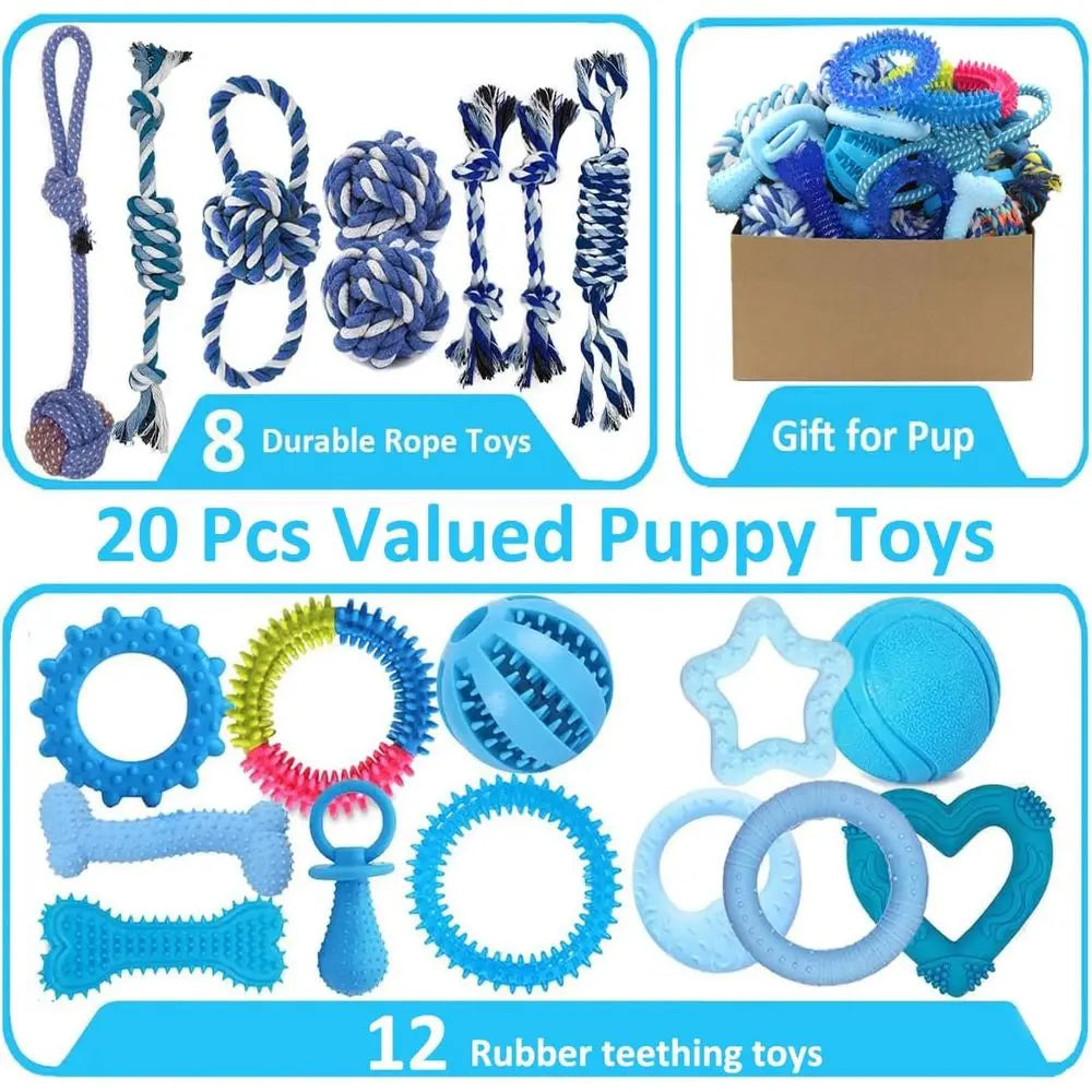 Puppy Chew Toys 20-Piece Bundle for Small Dogs Teething Fun