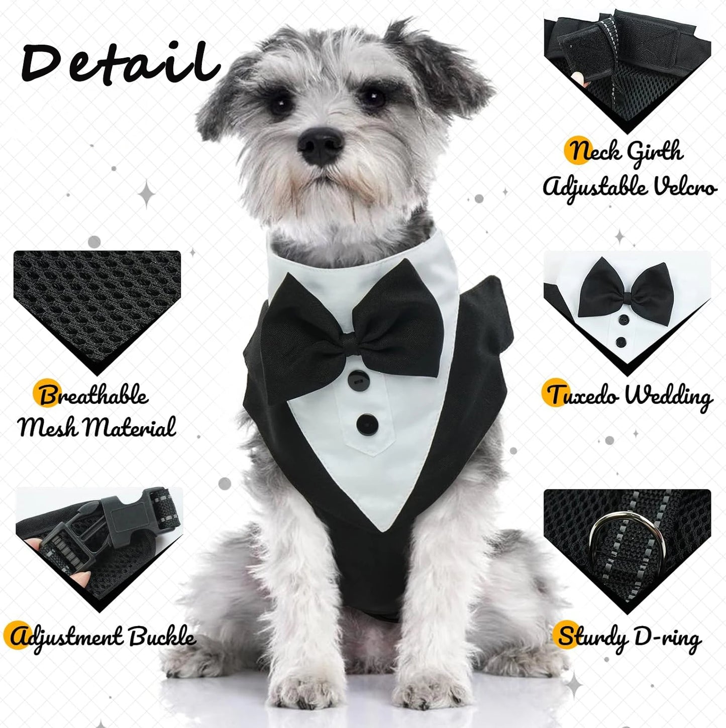 Hoopreety Dog Tuxedo Harness With Adjustable Bow Tie Vest