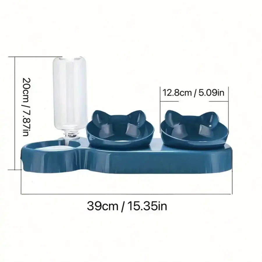 Triple Cat Bowls For Food And Water Raised Feeding Station