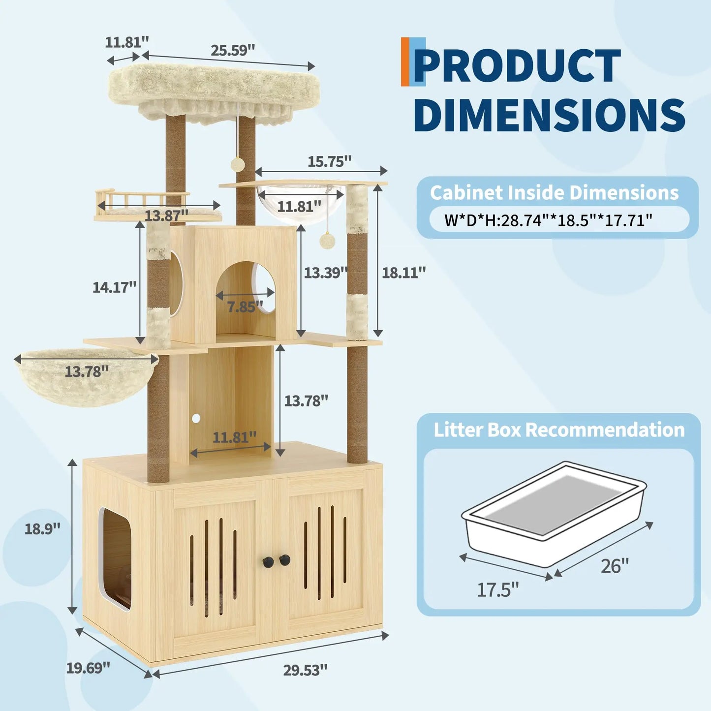 Studyset Cat Tree With Litter Box Enclosure And Hammock