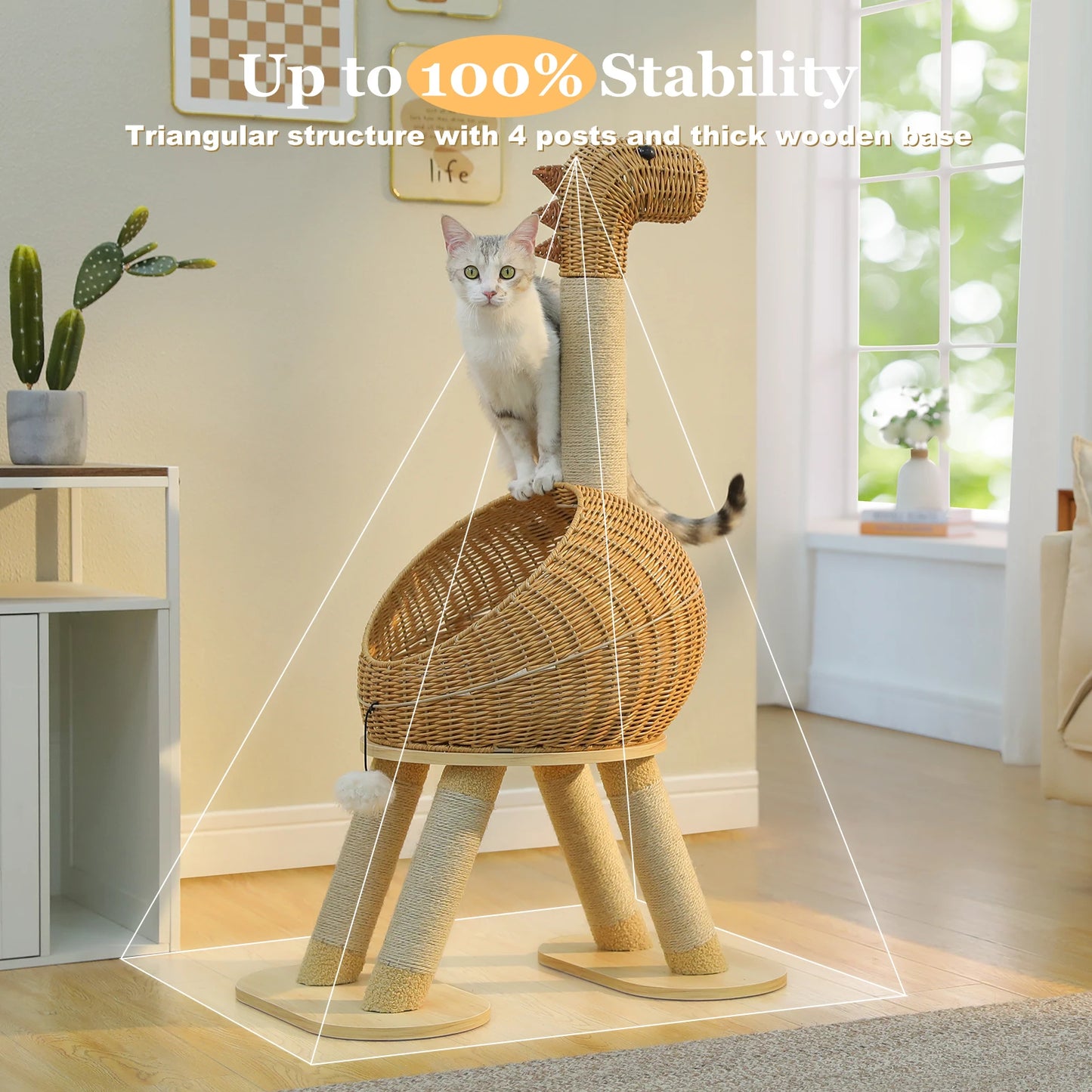 PAWZ Road Dinosaur Cat Tree Tower Three Tier Sisal Scratching Post