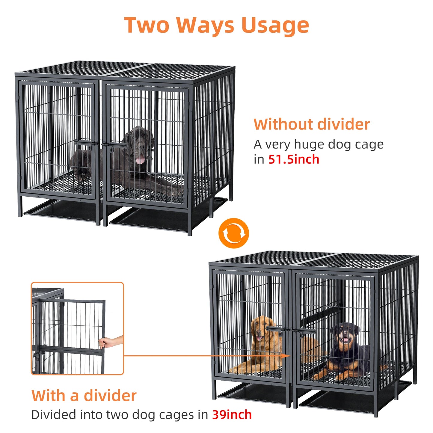 BINGOPAW Heavy Duty Metal Dog Cage With Front Door