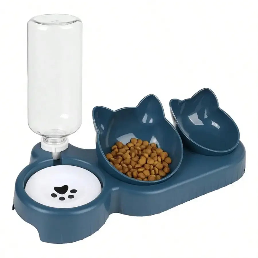 Triple Cat Bowls For Food And Water Raised Feeding Station
