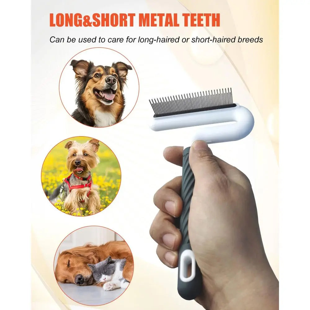Pet Grooming Comb Set With Long And Short Stainless Teeth