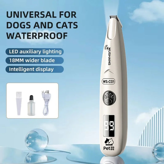 Pet Groomer Trimmer For Dogs Cats With LED Light Waterproof