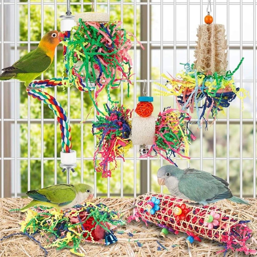 Bird Chew Toys Six Pack Paper Ball Cage Foraging Toys