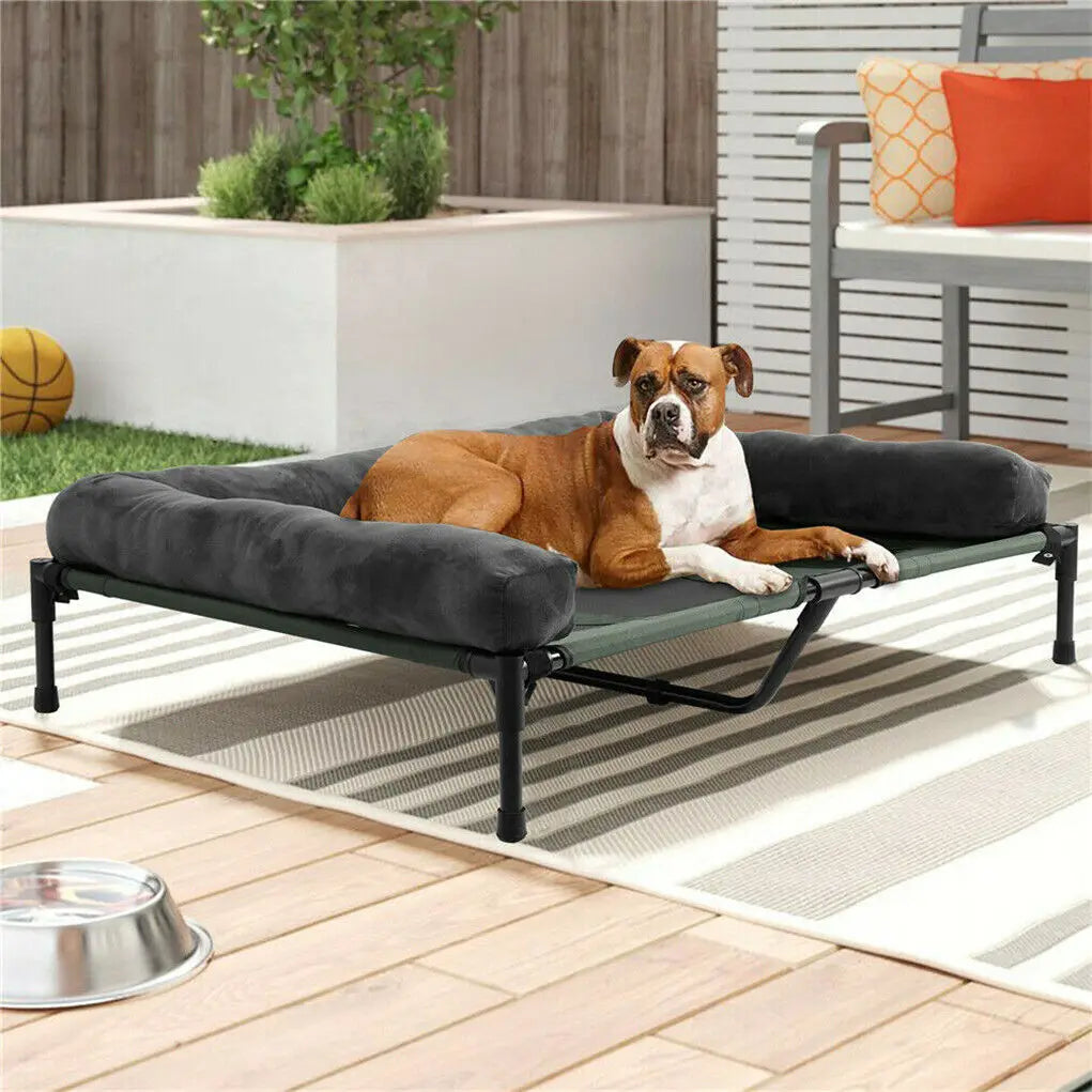 BINGOPAW Elevated Pet Lounger Bed With Detachable Bolster And Cooling