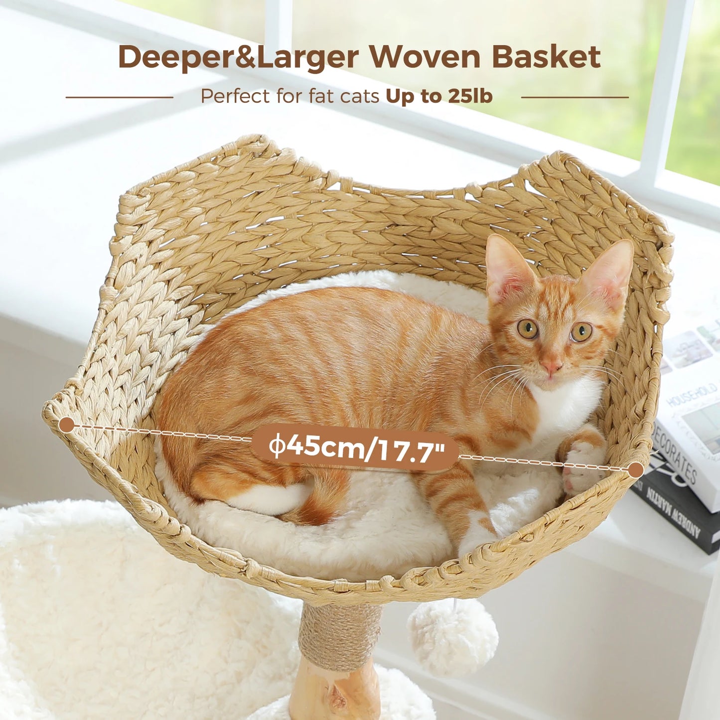 PAWZ Road Modern Cat Tree With Wicker Basket And Hammock