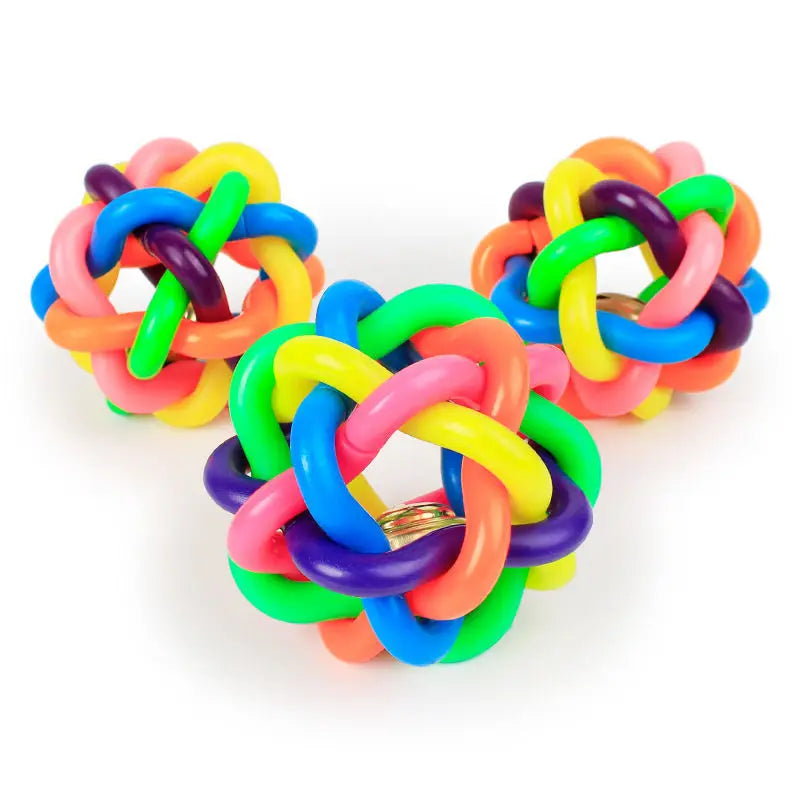 Bell Woven Dog Toy Bite Resistant Rubber Chew Ball
