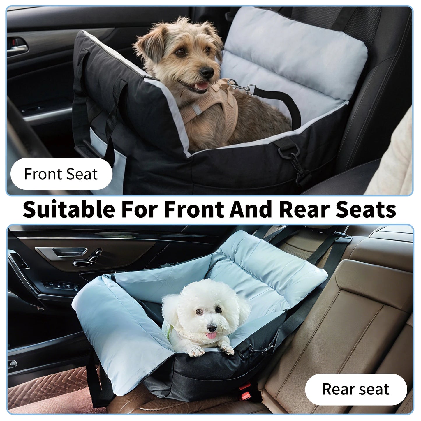 BORWART Portable Dog Car Seat Booster With Safety Belt Cover