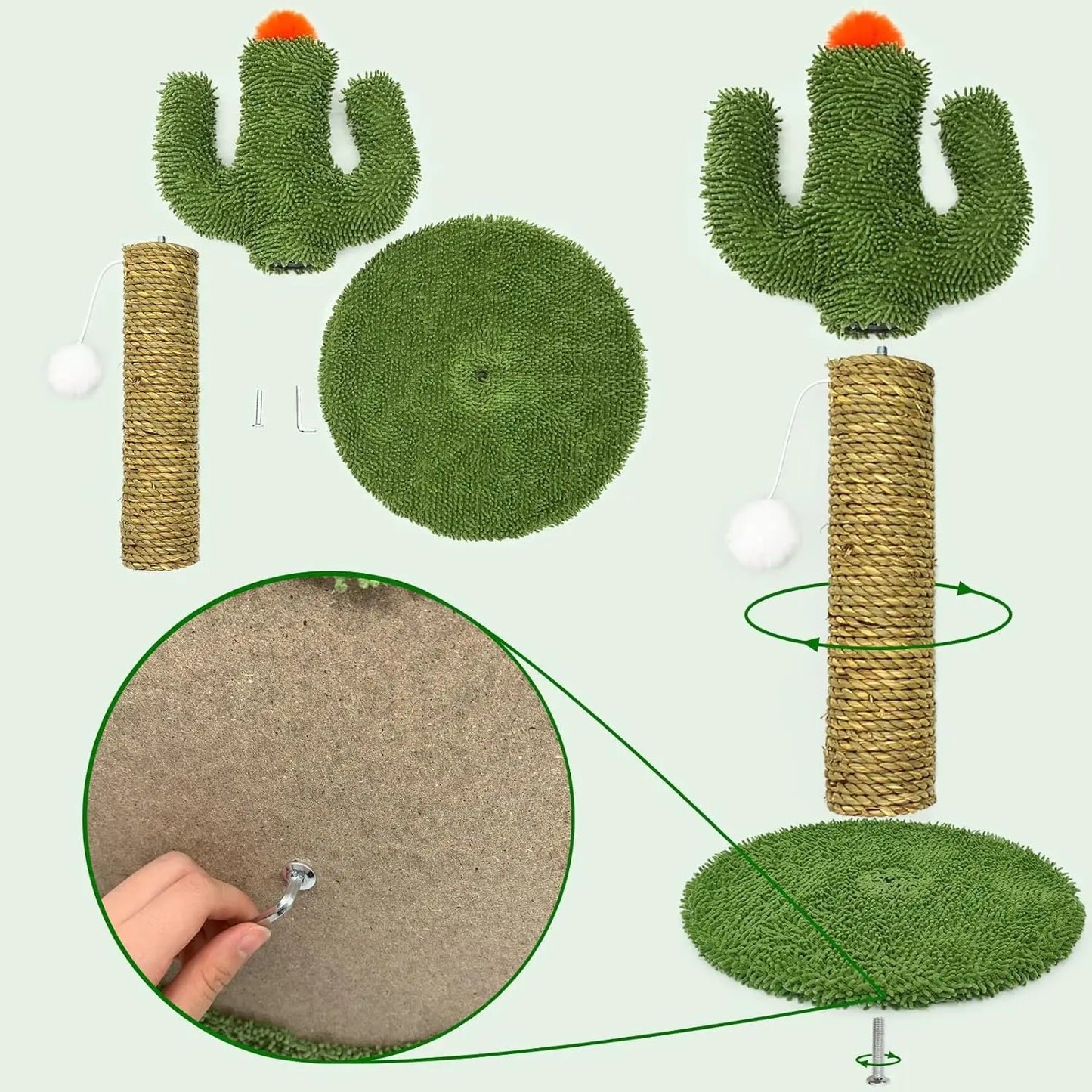 Natural Sisal Cat Scratching Post And Cactus Cat Tree