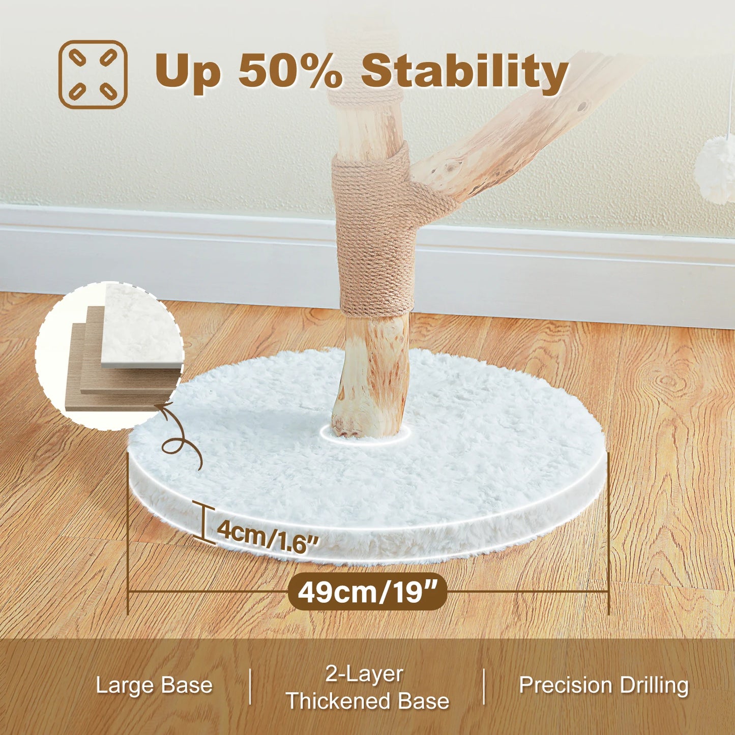 PAWZ Road Wood Cat Tree With Wicker Basket Bed And Sisal Scratching Posts