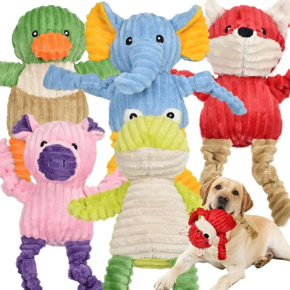 5 Pack Squeaky Plush Dog Toys Bundle Assorted Animal Toys