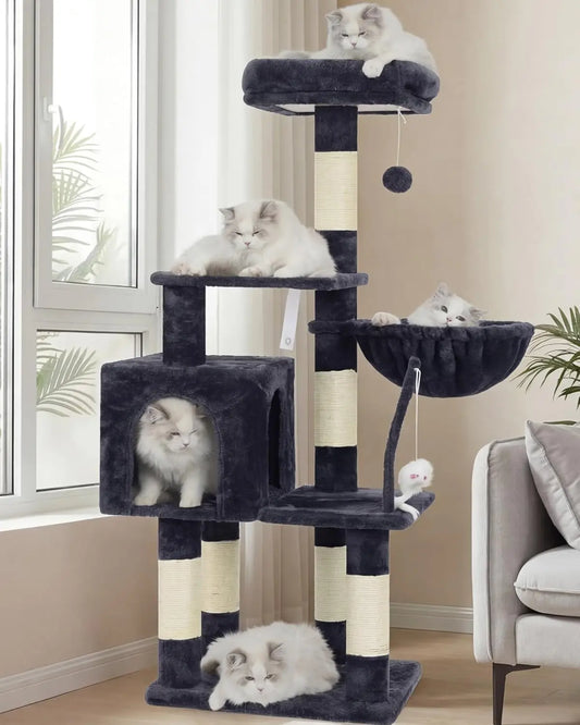 Heybly Cat Tree With Plush Perch And Hammock For Cats