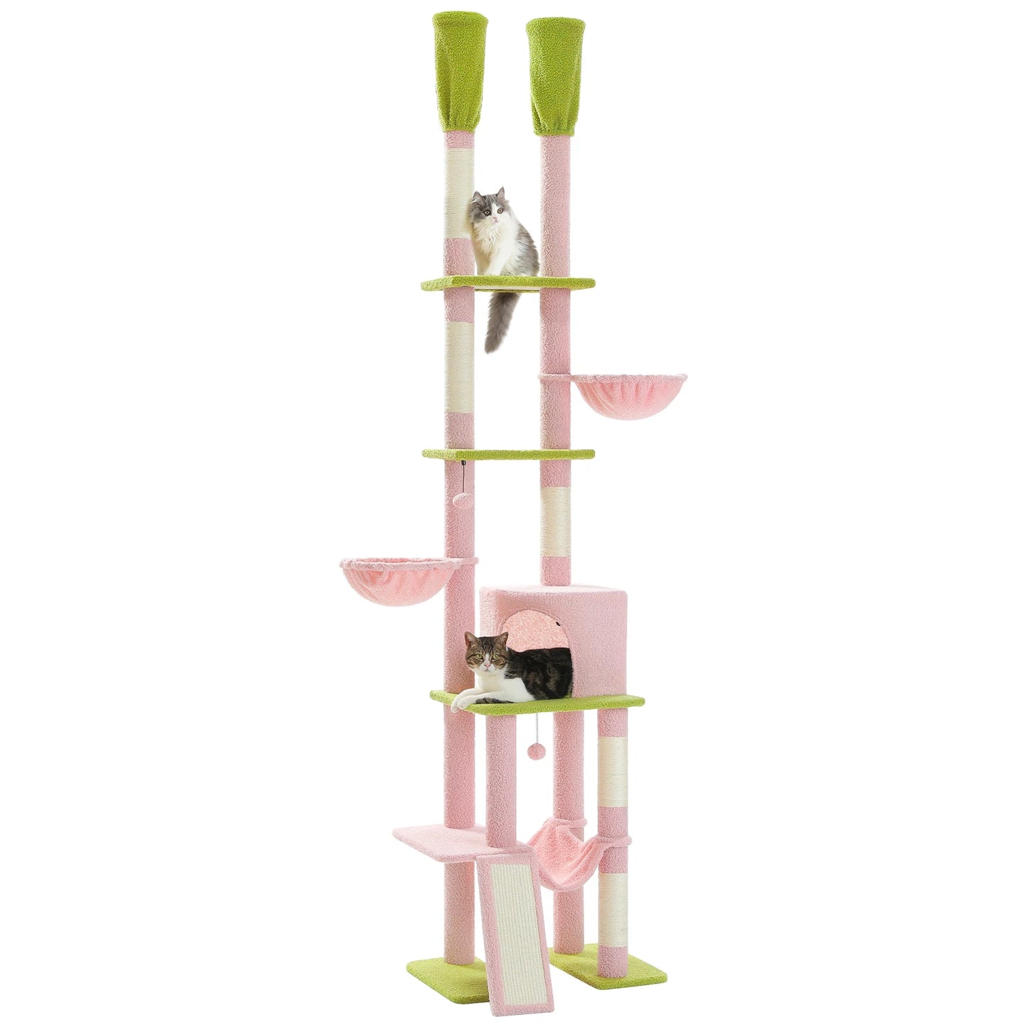 PAWZ Road Cactus Floor To Ceiling Cat Tree With Cozy Hammocks Condos