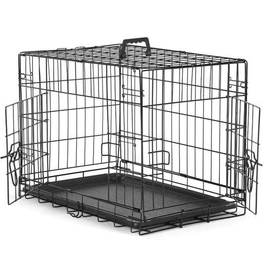 JHK Folding Metal Dog Cage With LeakProof Pan For Travel