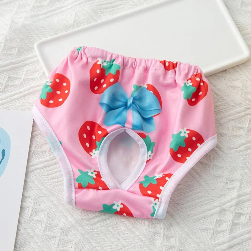 Washable Dog Physiological Pants Cartoon Print Leakproof Breathable Diaper